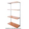 Wandregal - Grundregal 35 x 60 x 150 cm, Farbe silber - 4 Fachboden Kirsche
