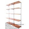 Wandregal - Anbauregal 50 x 40 x 200 cm, Farbe silber - 5 Fachboden Kirsche