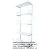 Wandregal - Grundregal 25 x 80 x 200 cm, Farbe silber - 5 Fachboden grau