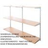 Wandregal - Anbauregal 25 x 40 x 100 cm, Farbe silber - 3 Fachboden Buche