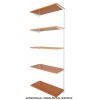 Wandregal - Anbauregal 30 x 60 x 200 cm, Farbe weiss - 5 Fachboden Kirsche