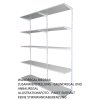 Wandregal - Grundregal 20 x 60 x 200 cm, Farbe weiss - 5 Fachboden grau