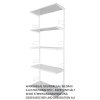 Wandregal - Grundregal 25 x 40 x 200 cm, Farbe weiss - 5 Fachboden grau