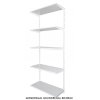 Wandregal - Grundregal 25 x 40 x 200 cm, Farbe weiss - 5 Fachboden grau