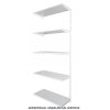 Wandregal - Anbauregal 40 x 80 x 200 cm, Farbe weiss - 5 Fachboden grau