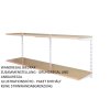 Wandregal - Anbauregal 20 x 80 x 50 cm, Farbe weiss - 2 Fachboden Buche