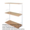 Wandregal - Grundregal 40 x 60 x 100 cm, Farbe weiss - 3 Fachboden Buche