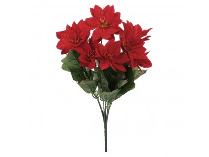 12009 puget vanocnich ruzi poinsecek cervenych 7hlav kvetina umela uk 0030