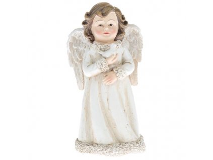 Polyresinový anděl s ptáčkem AND22122