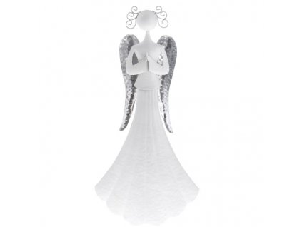 Kovový anděl modlící se - bílý SA325