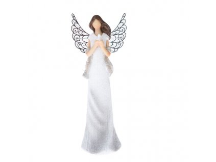 Polyresinový anděl s holubicí s kovovými křídly AND22112