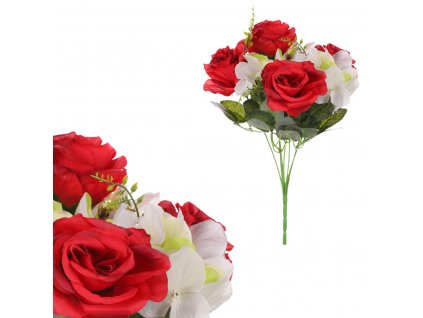 8949 ruze a hortenzie puget barva smetanova kvetina umela uka 075