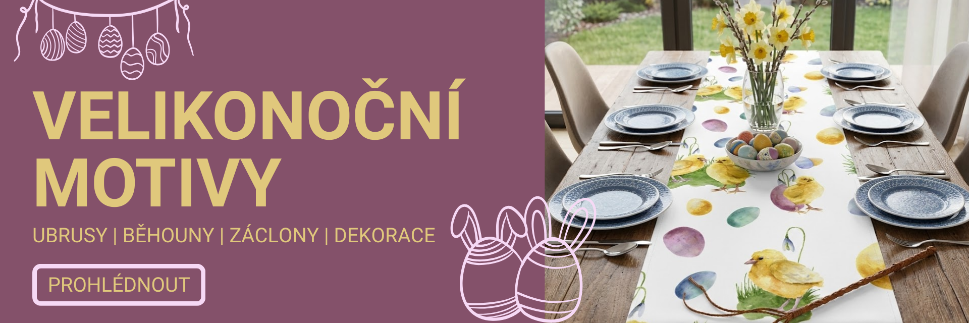 Velikonoční záclony a ubrusy