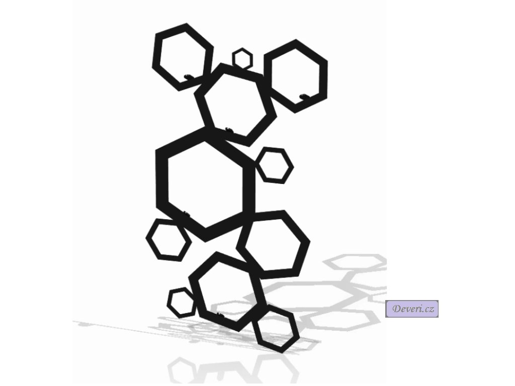 Kovový věšák na klíče šestiúhelník 60x30cm černý - Deveri.cz