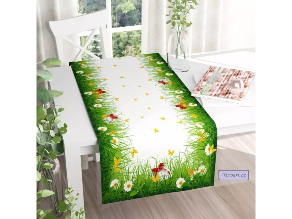 9572 velikonoční ubrus sedmikrásky