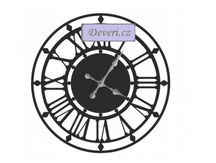 Nástěnné kovové hodiny rozeta 70cm černé (1)