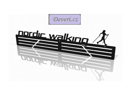 Kovový věšák na medaile nordic walking 60cm černý