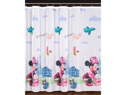Dětský voál / záclona Disney Minnie Mouse myška na cestách v.160cm
