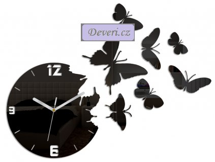 Nástěnné tiché akrylové hodiny motýli 45x60cm různé barvy