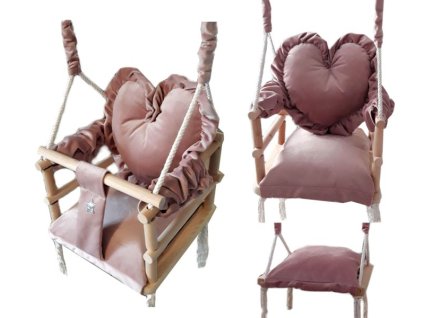 Plyšová houpačka 3v1 srdce růžová 34x34x34cm od 9 měsíců do 30kg