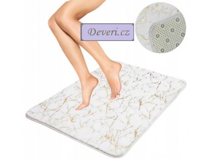 Koupelnová předložka protiskluzová/ kobereček mramor se zlatým zdobením, bílo-zlatá, 40x60cm