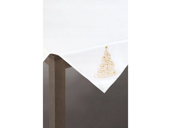 Vianočný obrus zlatý stromček biely 85x85 cm
