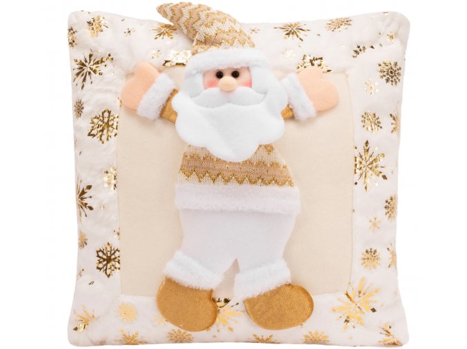 Vianočná obliečka na vankúš biely Santa, 40x40cm biely