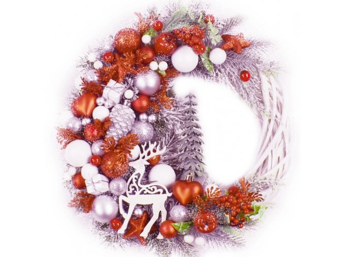 Vianočný veniec s priemerom 35cm, červeno-biely