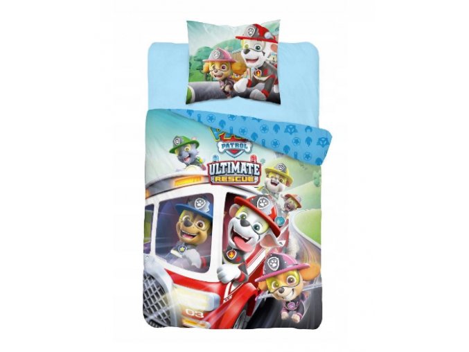 Dětské bavlněné licenční povlečení Paw Patrol 140x200cm modré