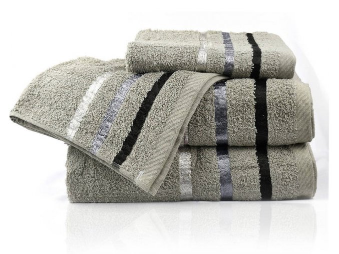Sada bavlněných ručníků 4 kusy světle šedé (2)