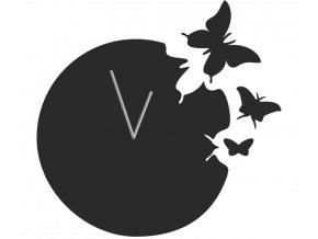 Nástěnné kovové hodiny motýli 40cm černé (1)