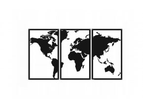 Kovová nástěnná dekorace mapa světa 100x52,5cm černá (1)