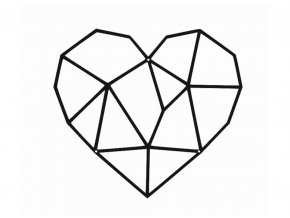 Kovové nástěnné geometrické srdce 25x20cm černé
