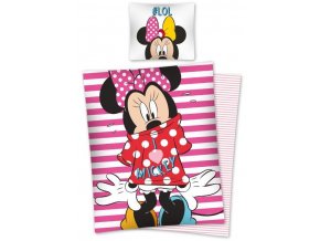 Detské bavlnené licenčné obliečky Disney Myška Minnie LOVE Mickey 140x200cm / 70x80cm ružové