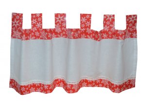 Hotová bavlnená záclona snehové vločky, výška 40cm, rôzne rozmery červená
