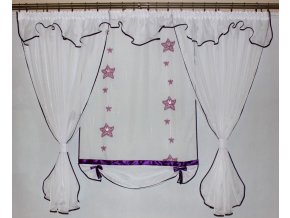 Detská hotová voálová záclona hviezdičky 400x150cm fialová