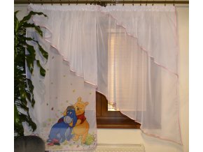 Detská hotová voálová záclona Disney Macko Pú 350x150cm ružová