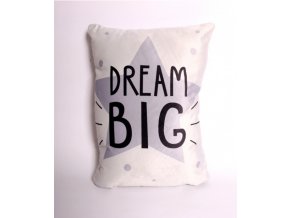 Dekorační polštářek Dream big hvězda 31x45cm bílý