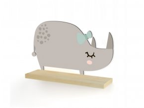Nástěnná dřevěná polička nosorožec šedý 29,5cm x 44,5cm x 11,5cm hnědá