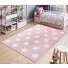 Detský koberec biele bodky 300x200cm ružový