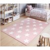 Detský koberec Biele hviezdy 220x160cm ružový