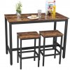 Dřevěný barový stůl se stoličkami 120x60x90cm rustikální hnědá (2)