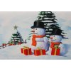 Vianočný obrus 80 x 80 cm snehuliaci biely