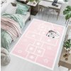 Detský koberec Skákací panák s medvedíkom a mesiacom ružový, rôzne rozmery