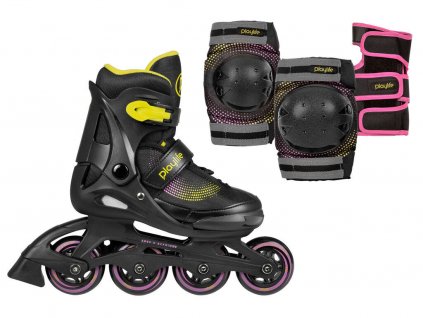 Dětské kolečkové brusle Playlife Joker Yellow Glow Combo (Velikost koleček 72mm, Velikost XS (31-34))