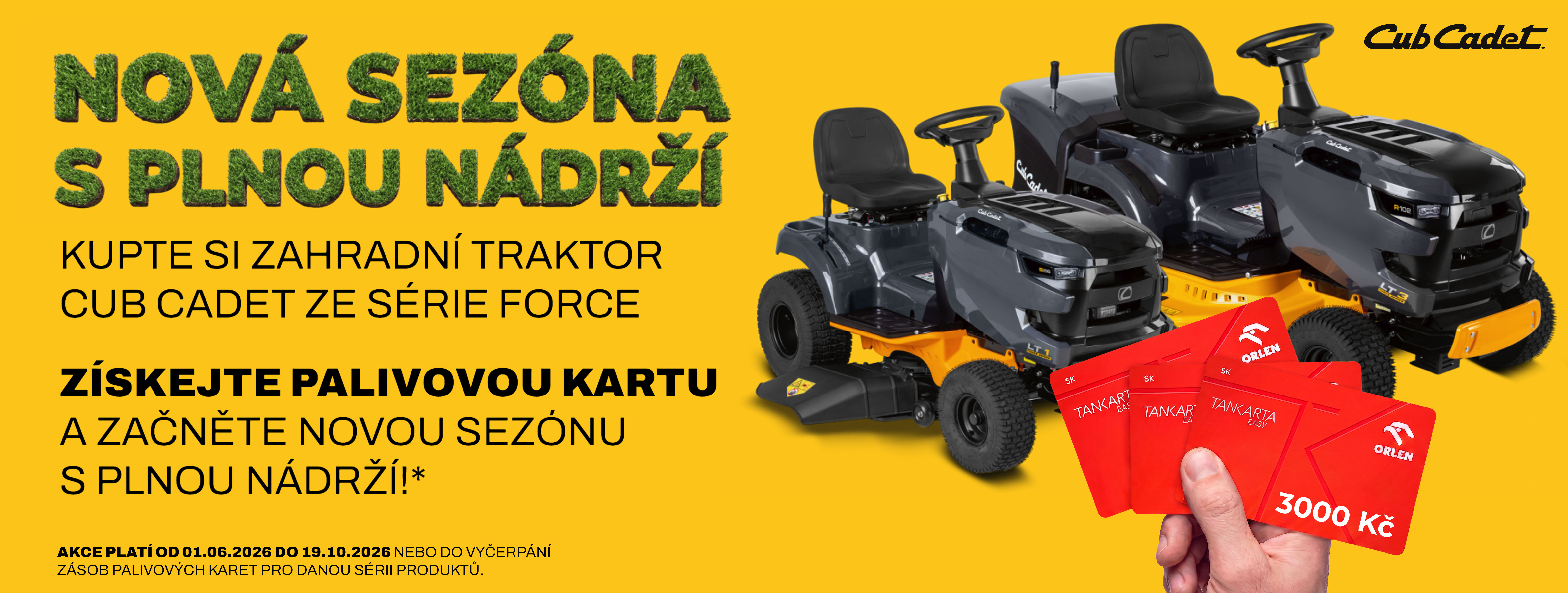 Tankovací karta akce CubCadet