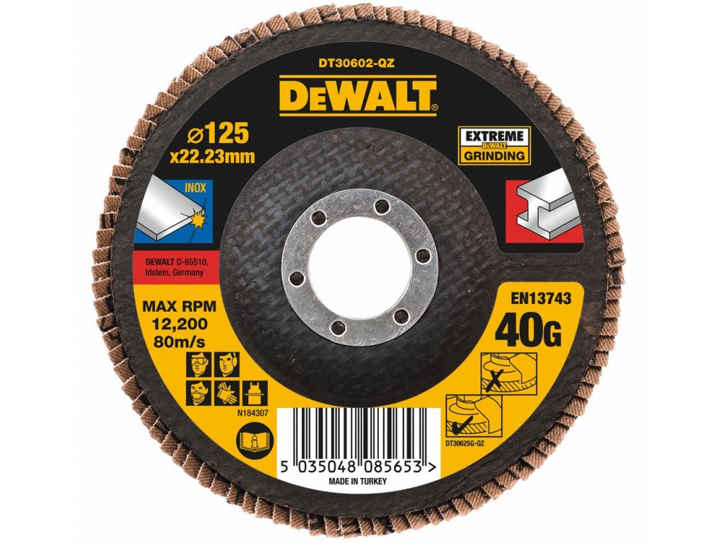 DT30602 DEWALT BRUSNÝ EXTREME LAMELOVÝ KOTOUČ  JUMBO TYPE 27 125 X 22,23 X 40G NA KOV