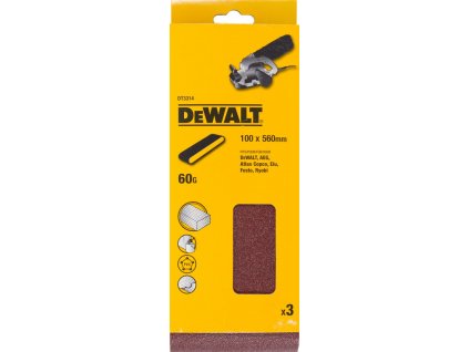 DT3314 DEWALT Brusné pásy, 100 × 560 mm, K60 - 3 ks