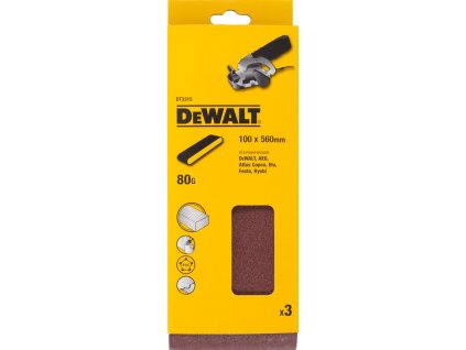 DT3315 DEWALT Brusné pásy, 100 × 560 mm, K80 - 3 ks