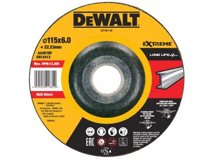 DX7921-AE DEWALT VYPOUKLÝ KOTOUČ 115 X 22,23 X 6,0MM PRO BROUŠENÍ KOVŮ